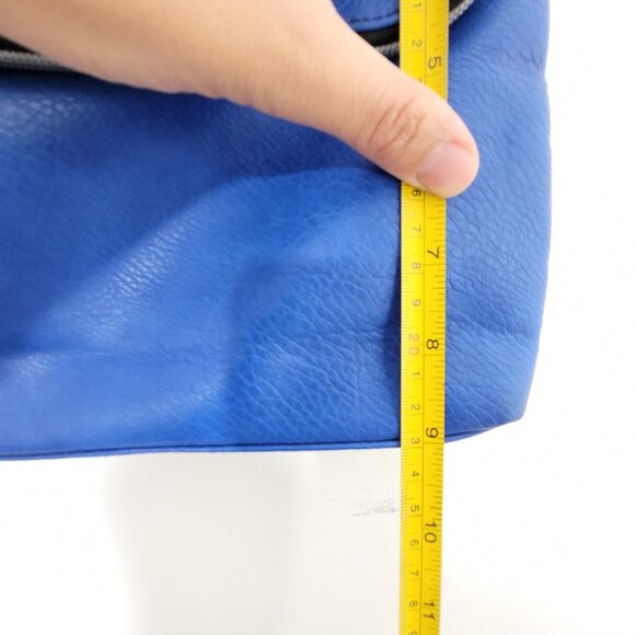 Foxy Jeans Y2K Blue Fold Over Crossbody Satchel 90s Purse Handbag Zip Adjustable - Picture 8 of 10